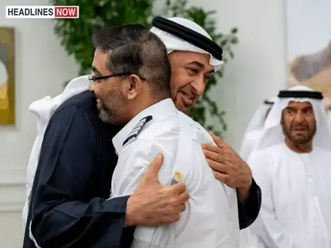 स्रोत द्वारा प्रकाशित तस्वीर: पायलट मच्छर को UAE का सम्मान, राष्ट्रपति ने गले लगाया:दुबई प्रिंस बोले- वे हमारी पहचान हैं; प्लेन क्रैश कराने की कोशिश नाकाम की थी